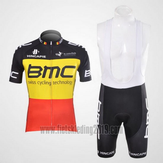 2012 Fietskleding BMC Campione Belgie Geel en Rood Korte Mouwen en Koersbroek